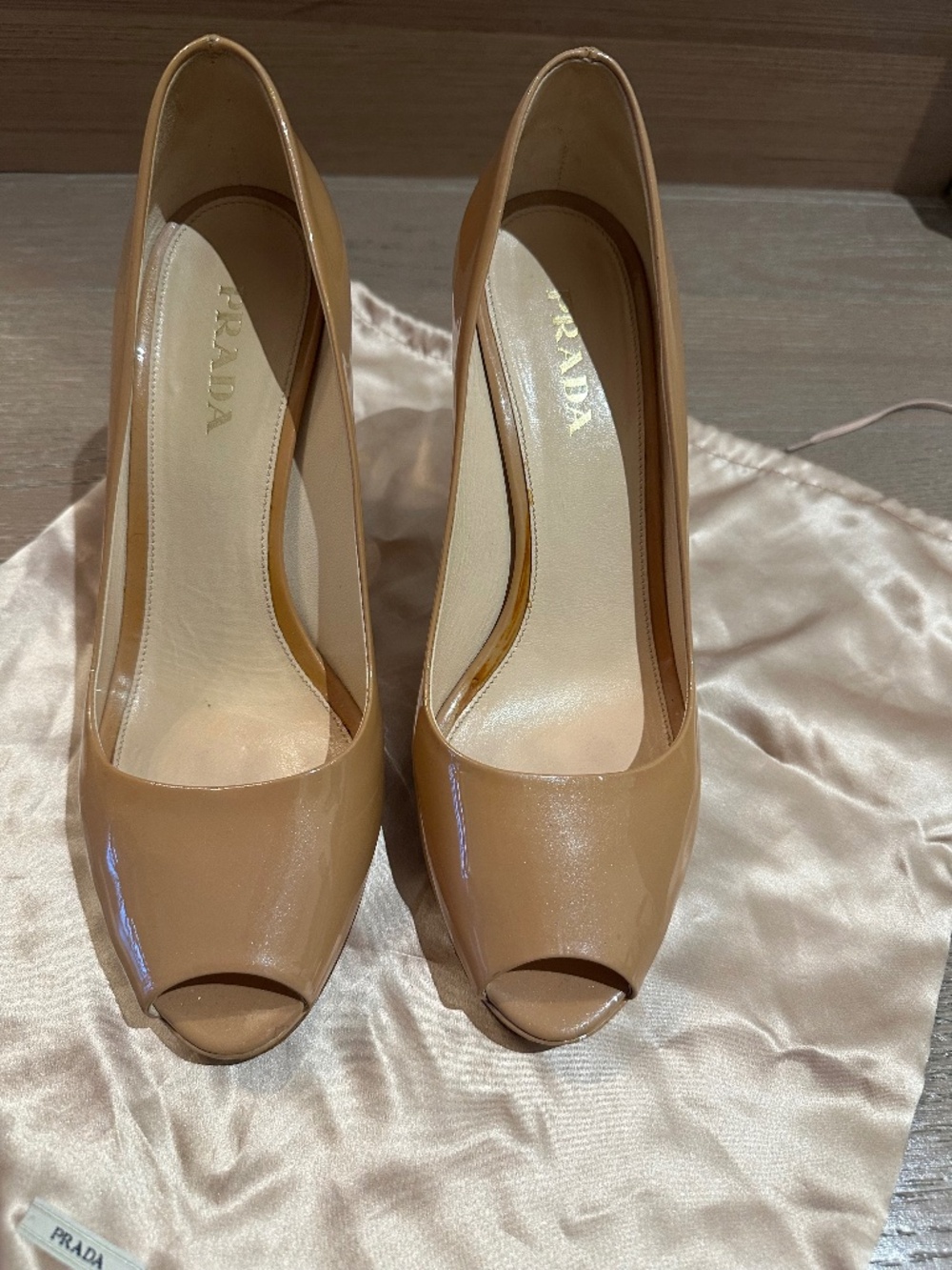 Prada Nude Patent Heels